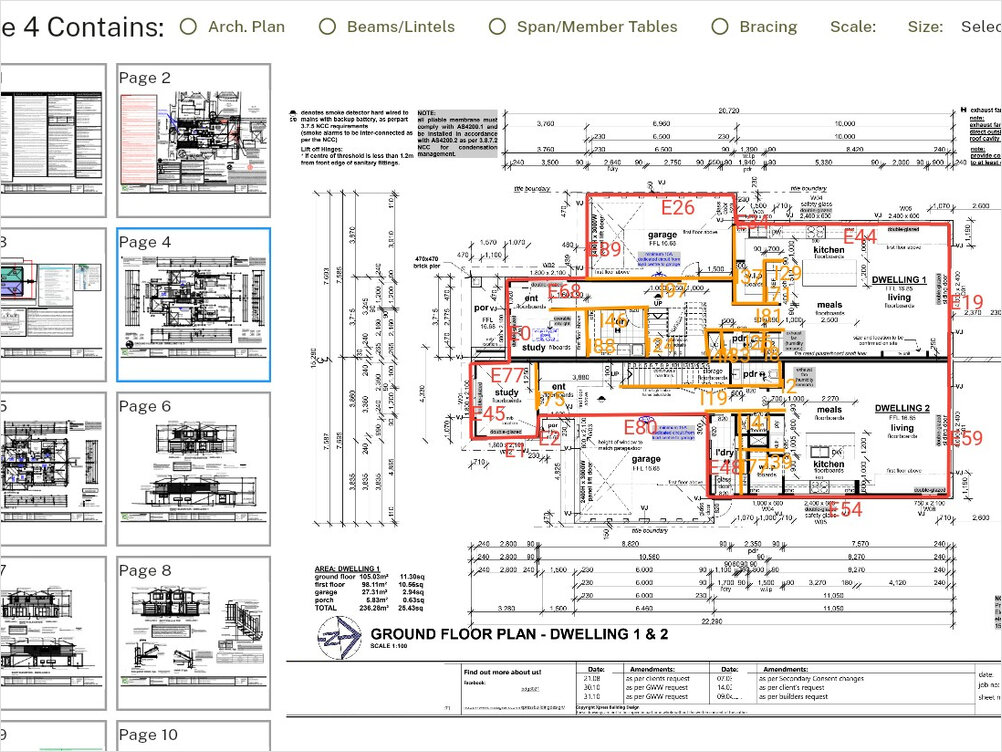 automated timber takeoffs labelling